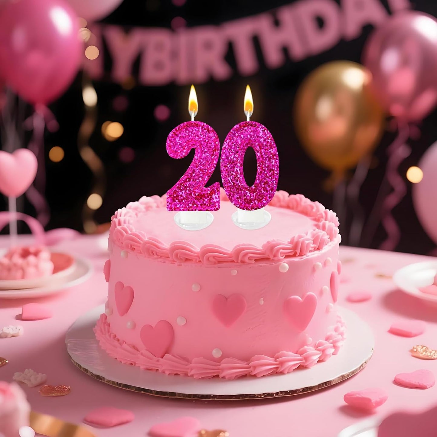Birthday Number Candles, Glitter Number Candle Cake Decorations with Sequins, Cupcake Decorations for Girls, Women, Party Anniversary Celebrations (Number 6, Purple)