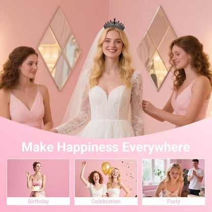 Tiara Crown for Women, Headband Hair Accessories for Birthday Wedding Party Costume Pink