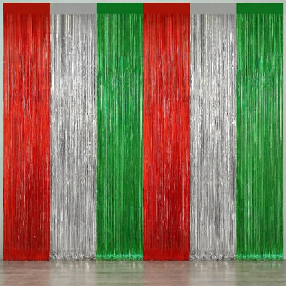 GCB 2Pack Black Metallic Tinsel Foil Fringe Curtains, Black Foil Curtain Backdrop, Photo Booth Props for Birthday Wedding Baby Shower Bachelorette Xmas Celebration Party Decorations Door Streamers