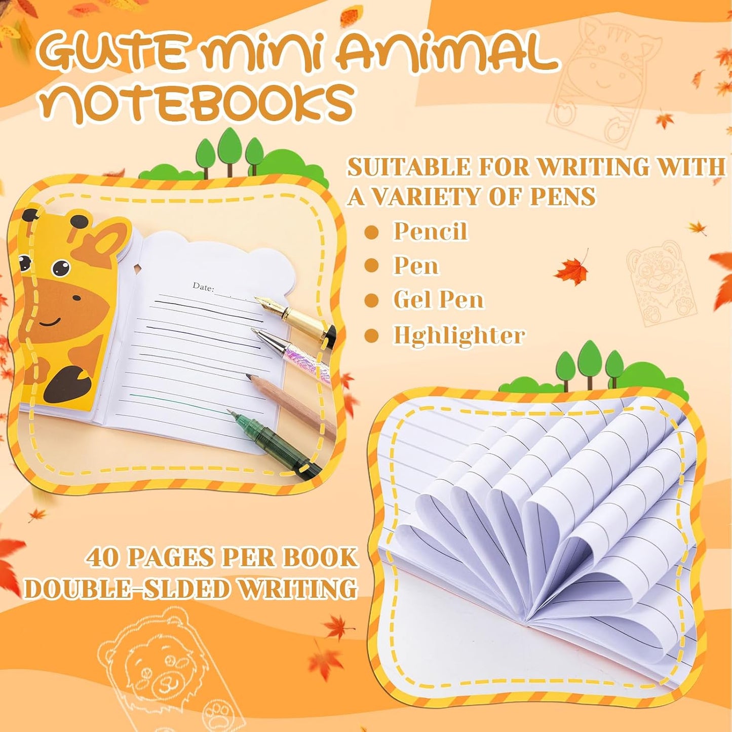 Maxdot 48 Pcs Farm Animals Mini Notebooks Bulk Party Favors Gift Small Cute Pocket Notepads with 20 Sheets, Gifts for Birthday, Back to School Party Classroom Prizes Gift