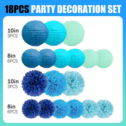 18 PCS Tissue Paper Pom Poms, Tissue Pom Poms Flowers, Sizes of 6", 10", 12", 14" Hanging Paper Flower Ball for Wedding, Birthday, Halloween, Christmas, Baby Shower Party Decor (Red Black Gold)