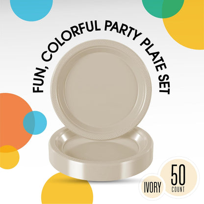 Exquisite Party Solids Red Plastic Plates For Party Supplies 10" Red Disposable Plates Heavy Duty 50 Pcs Plastic Dinnerware Sets Heavy Duty 350 GSM Disposable Dinnerware Set