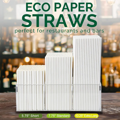 5.75 inch Orange Paper Cocktail Straws, Short Disposable Drinking Straws 500 Counts, Unwrapped - Compostable