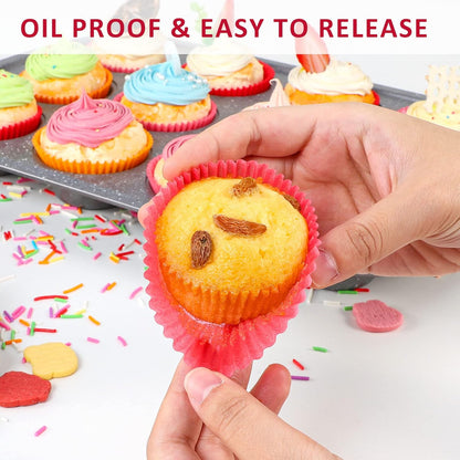 Caperci Standard White Cupcake Liners 500 Count, No Smell, Food Grade & Grease-Proof Baking Cups Paper