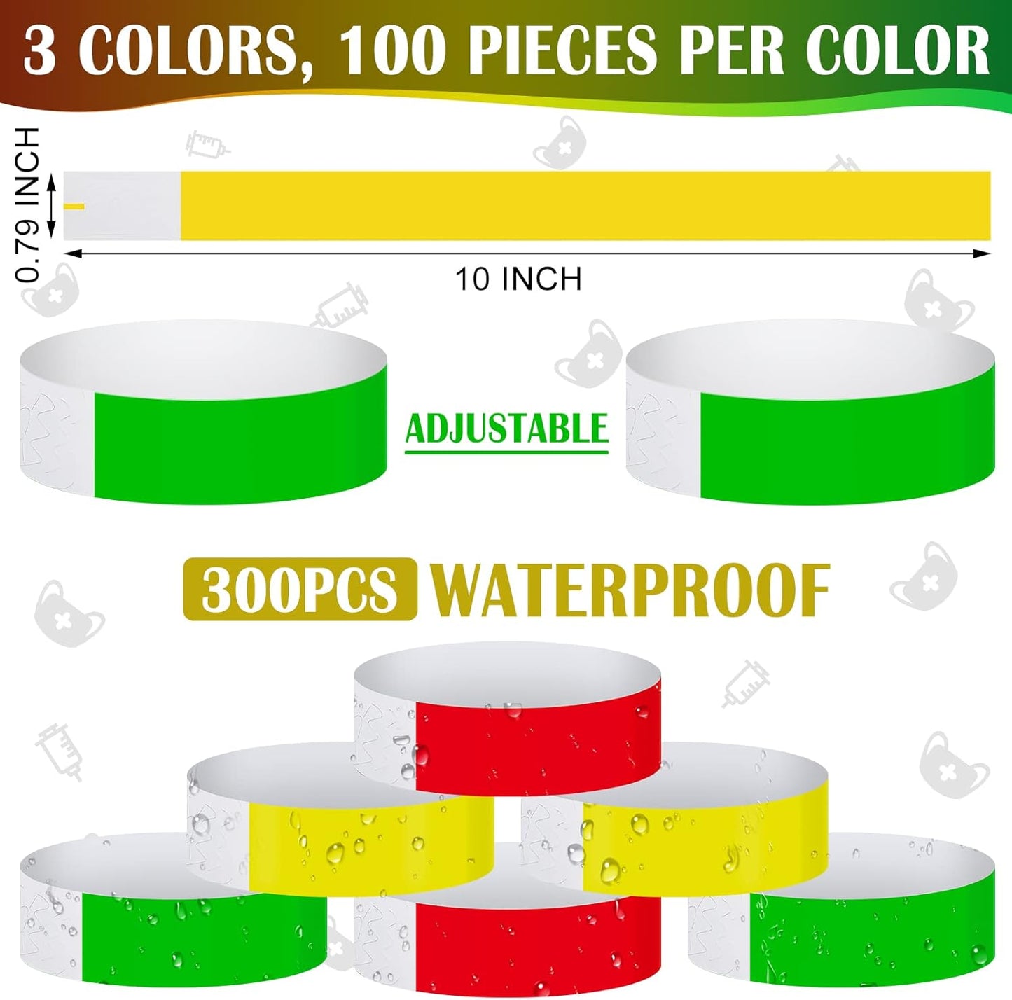 Tudomro 300 Pieces Paper Wristbands for Events Waterproof Neon Bracelets Concert Identification Wristbands Hand Bands Events Adhesive Bracelets for Party(Pink)