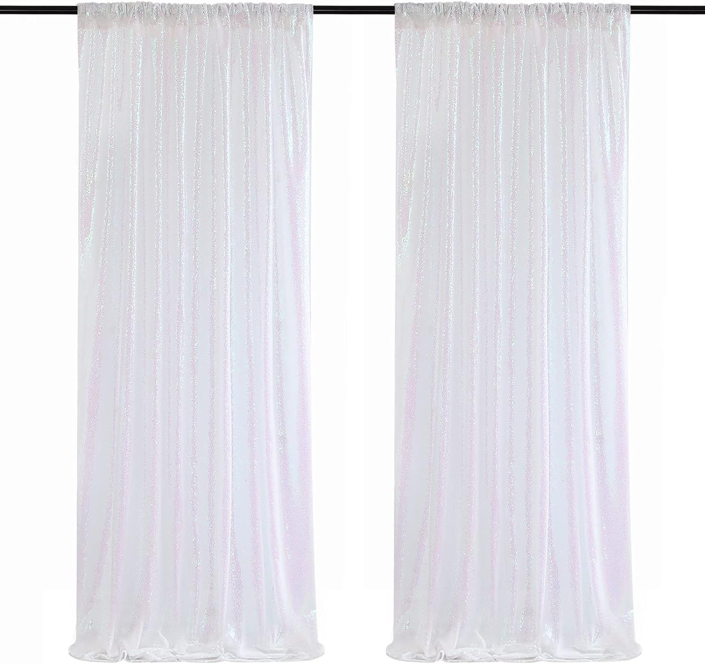 Poise3EHome Black Sequin Backdrop Curtains, 2 Panels 2FTx8FT Glitter Photo Booth Backdrop for Halloween Birthday Bachelorette Wednesday Twilight Party Decorations