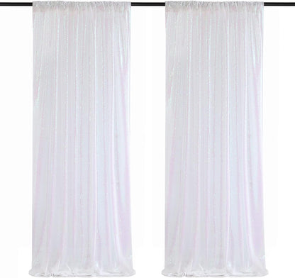 Poise3EHome Black Sequin Backdrop Curtains, 2 Panels 2FTx8FT Glitter Photo Booth Backdrop for Halloween Birthday Bachelorette Wednesday Twilight Party Decorations