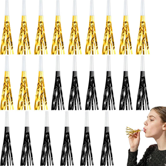 Deekin 200 Pcs Graduation Party Blowers, Metallic Foil Noisemakers Class of 2026 Bulk, Multicolor Grad Noise Makers for Graduation Party Decorations, Congrats Grad Supplies(Gold)