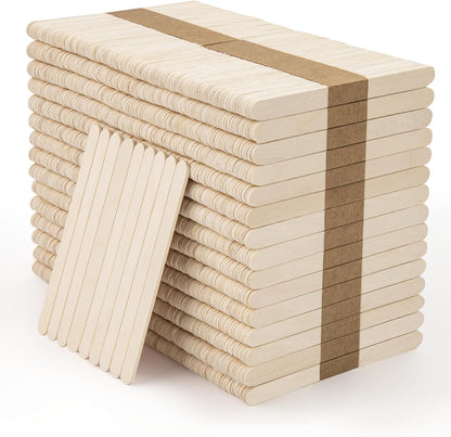 WISYOK 240 Pcs Natural Wood Craft Sticks, Popsicle Sticks, Lolly Sticks for Crafts 4.5 Inch, Ideal for Homeschool Arts and Crafts, Waxing Supplies, Classroom Art Supplies