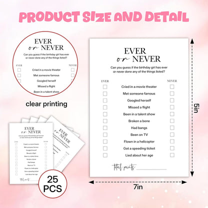 Birthday Party Games, My Favorite Memory, 25 Pcs Card Set for Guests, Fun Birthday Game for Teen Adults – A06