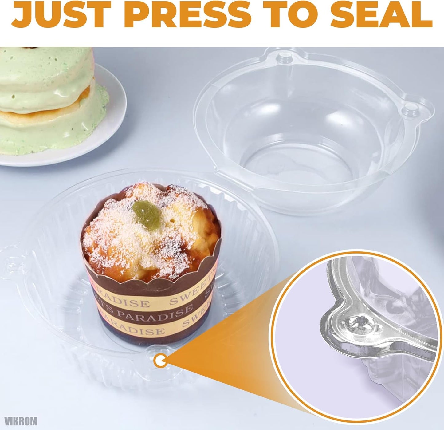 50Pcs Individual Clear Plastic Cupcake Containers - Cupcake Holders with Transparent Lids, Clear Dessert Boxes for Cupcakes, Single Cupcake Box for Holiday Treats, Weddings, Baby Showers and Parties