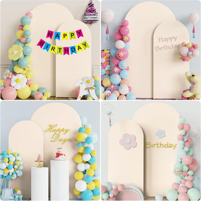 Wokceer Wedding Arch Backdrop Stand and Cover Set of 2 Metal Arch Stand with Arch Cover White 7.2FT, 6FT for Birthday Party Wedding Ceremony Bridal Baby Shower Event Decor