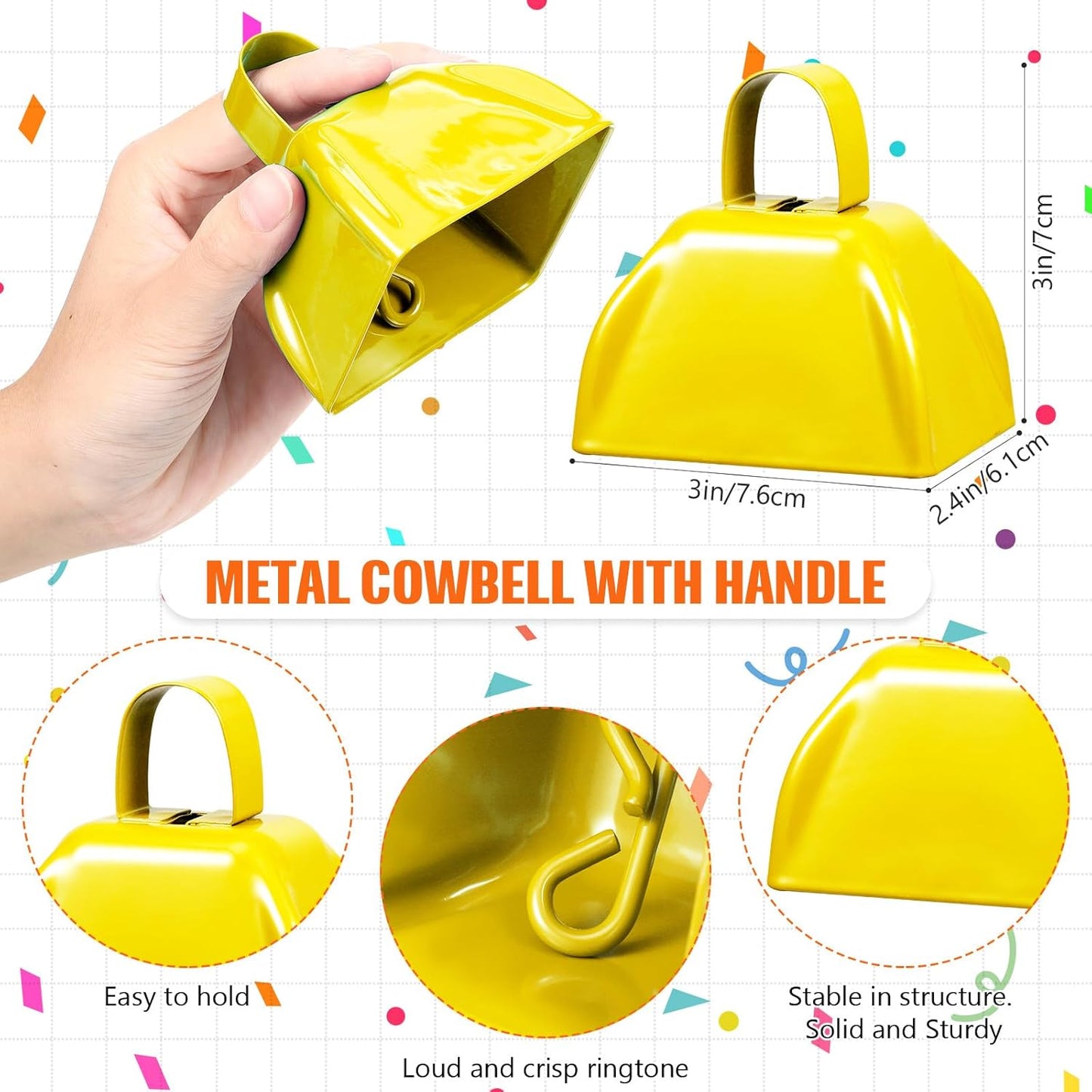 24 Pcs Hand Clappers and Metal Cowbells Noise Makers Cheering Clappers Cow Bells Handle Cheers Dance Basketball Football Noise Makers Sporting Events Graduation School Sports Party (Purple)