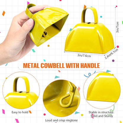 24 Pcs Hand Clappers and Metal Cowbells Noise Makers Cheering Clappers Cow Bells Handle Cheers Dance Basketball Football Noise Makers Sporting Events Graduation School Sports Party (Purple)