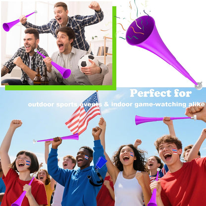 Collapsible Stadium Horn 24 Inch Vuvuzela Noise Makers Plastic Cheering Trumpet Blow Horns Noisemakers for Sporting Events Football Games School Sports Party Supplies Favors Accessories