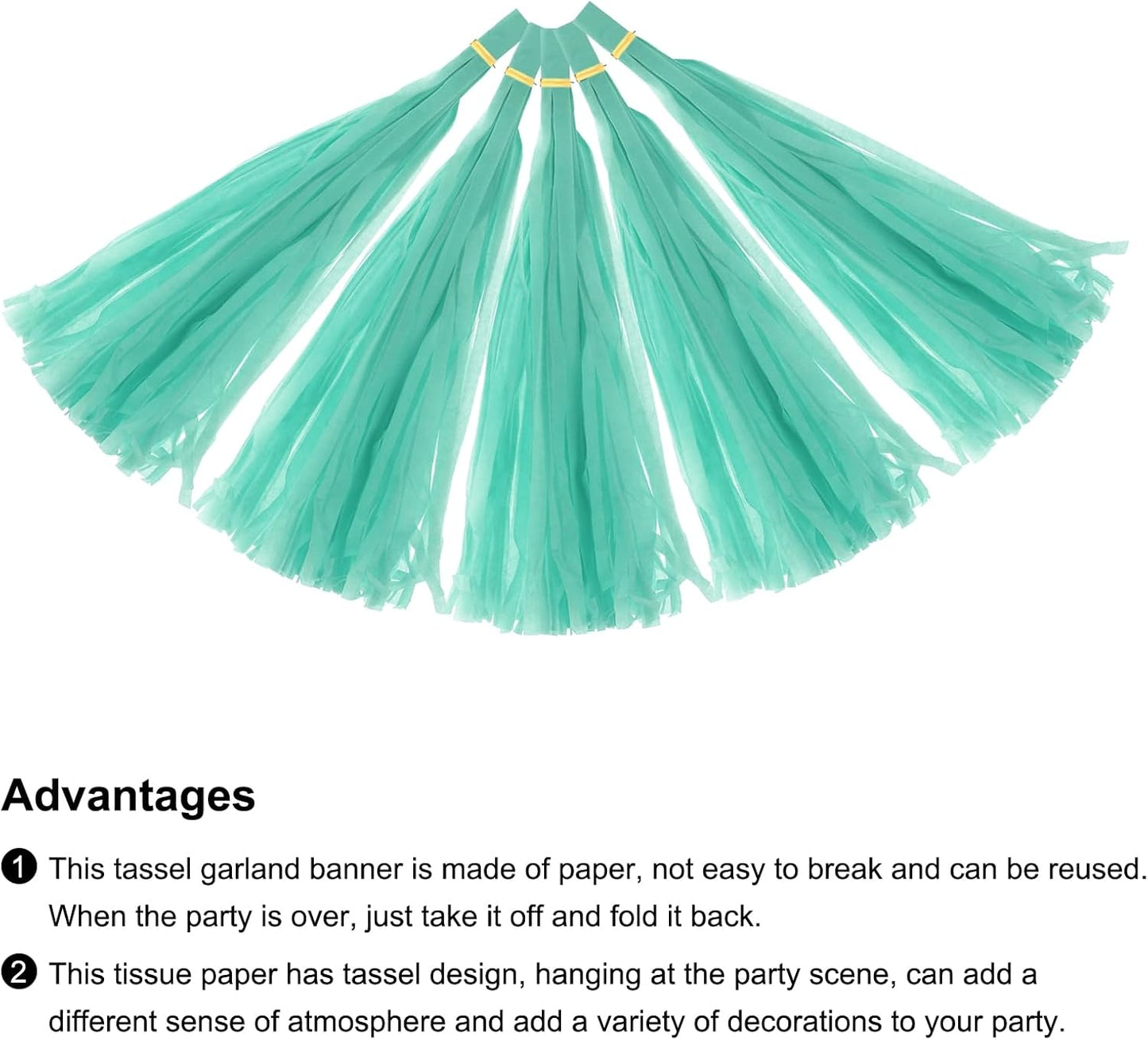 MECCANIXITY 15Pcs Light Blue Tassel Garland Banner with Rope Tissue Paper Tassels Party DIY Kits for Anniversary Wedding Birthday Party