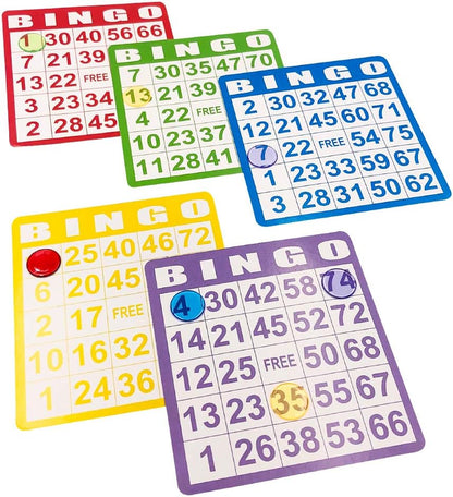 Yuanhe Bingo Cards Game Set - Includes 50 Bingo Cards,500 Colorful Transparent Bingo Chips and Deck of Calling Cards, Great for Adults Kids Family Game Nights, School Classroom Activity, Bingo Parites