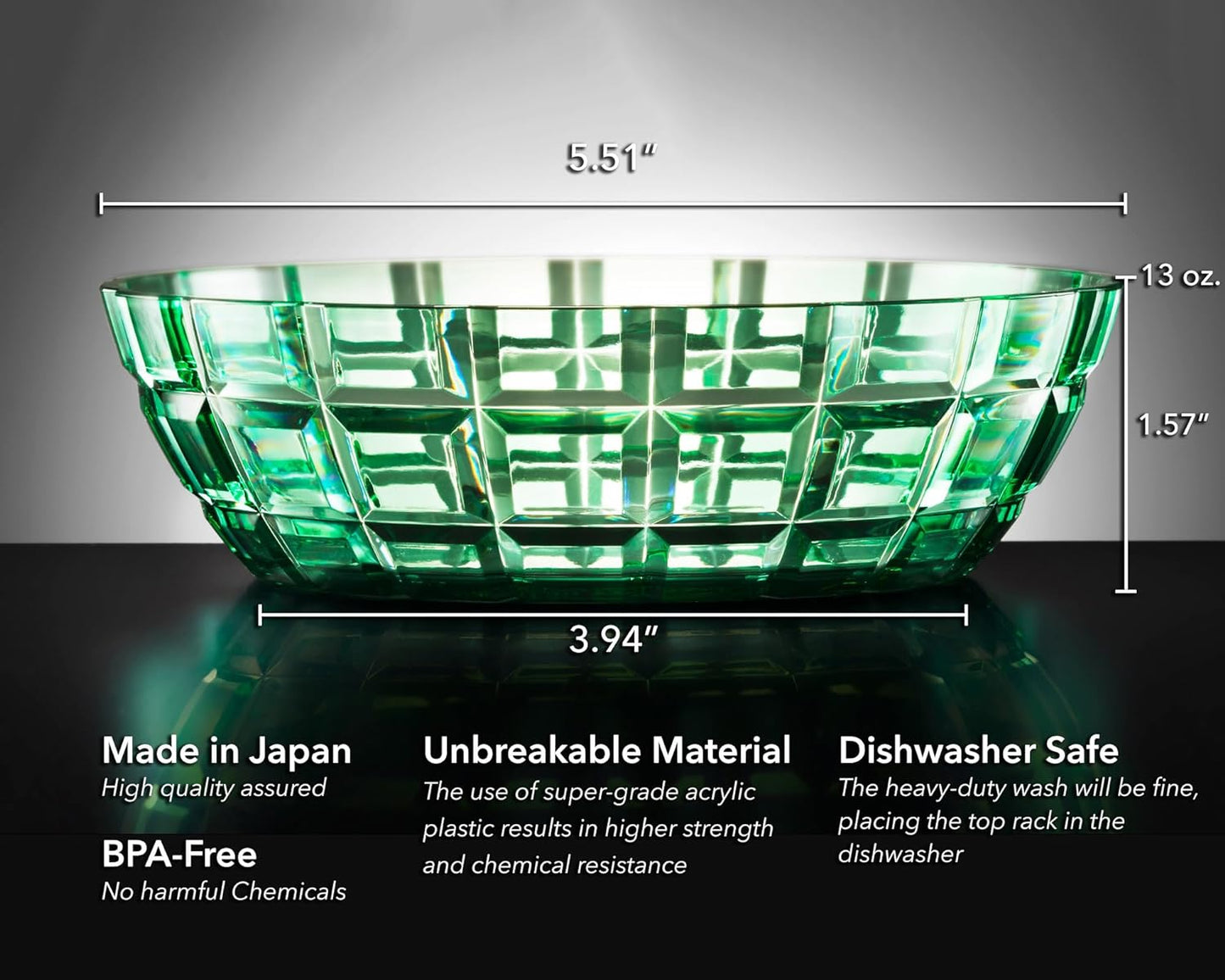SCANDINOVIA - 13oz Unbreakable Premium Bowls Set Of 6 - Made in Japan - Super Grade Acrylic Plastic - Perfect for Gifts - Dishwasher Safe - Serving Ice Cream Candy Cereal Cereal Popcorn Salad Reusable