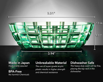 SCANDINOVIA - 13oz Unbreakable Premium Bowls Set Of 6 - Made in Japan - Super Grade Acrylic Plastic - Perfect for Gifts - Dishwasher Safe - Serving Ice Cream Candy Cereal Cereal Popcorn Salad Reusable