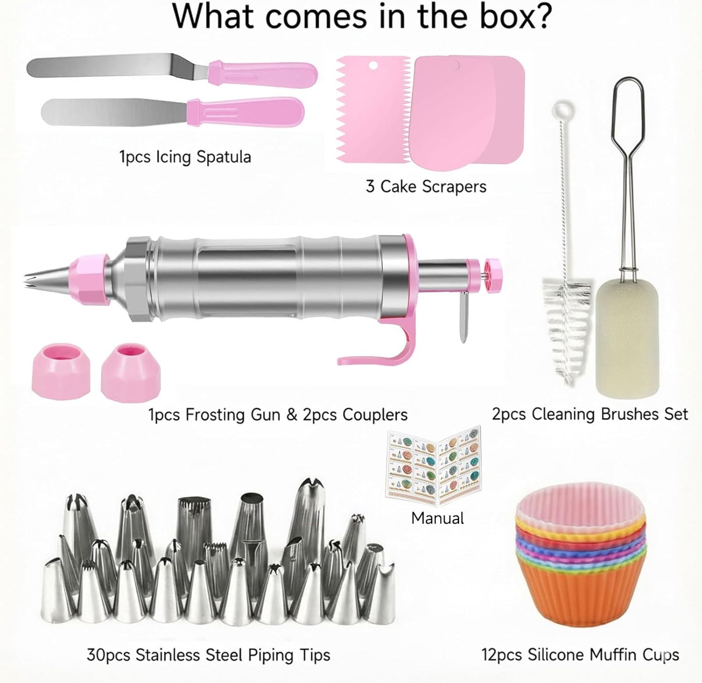 Dessert Decorating Syringe Set, Icing Piping Kit Stainless Steels Cake Decorating Tools 30 Piping Icing Nozzles Cupcake Decorating Kit - Black