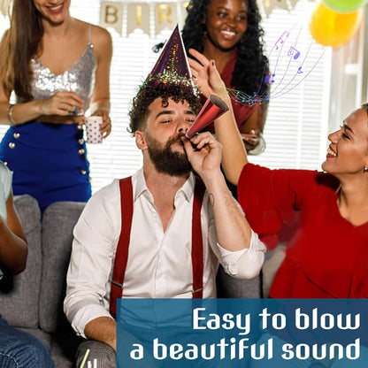 10PCS Party Horns Paper Noisemaker – Birthday Party Favors, Fun Blowout with Laser Design, Noisemakers for Celebrations & Events GIFTS