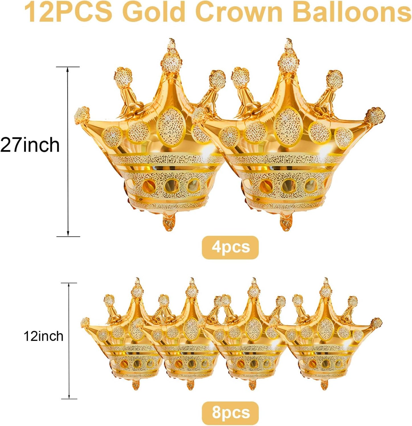 HILAVO Crown Balloons, Large Gold Foil Crown Balloons Gold Crowns Decoration for King and Queen Party Royalty Birthday Wedding Party Baby Shower Decorations Supplies
