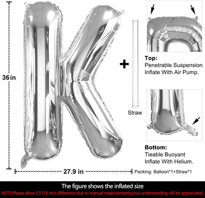 Lovoir 40 Inch Large Silver Letter M Balloons Big Size Jumbo Mylar Foil Helium Balloon for Birthday Party Celebration Decorations Alphabet Silver M