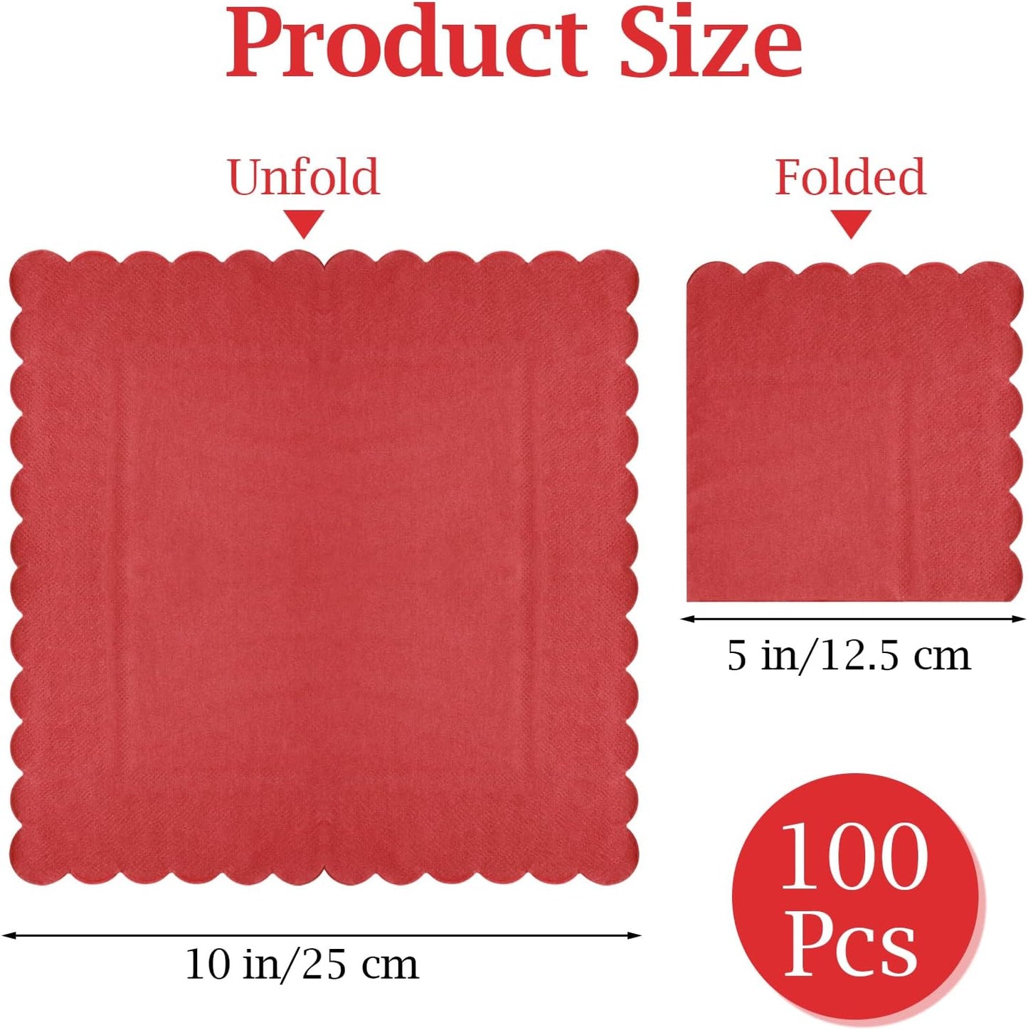 100 Pcs Cocktail Napkins, 2-Ply 5 x 5 Inches Disposable Scalloped Napkins, Thick Premium Dessert Napkins for Party, Wedding, Dinner, Birthday, Anniversary, Festival (Sage Green)