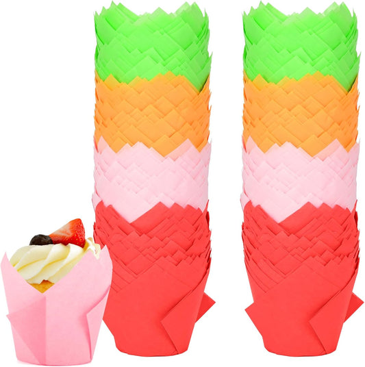Neyimqr 120 Counts Natural Tulip Cupcake Liners for Baking Cups, Food Grade Parchment Paper Muffin Liners Holders, Standard Tulip Cupcake Liners, Greaseproof Cup Cake Wrappers for Party, Christmas