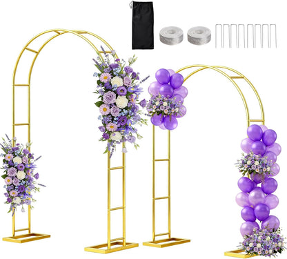 WellSign Wedding Arch Backdrop Stand 7.2FT, 6FT Set of 2, Gold Metal Balloon Arch kit Stand for Gender Reveal Ceremony Engagement Anniversary Bridal Valentine Party Event Decoration
