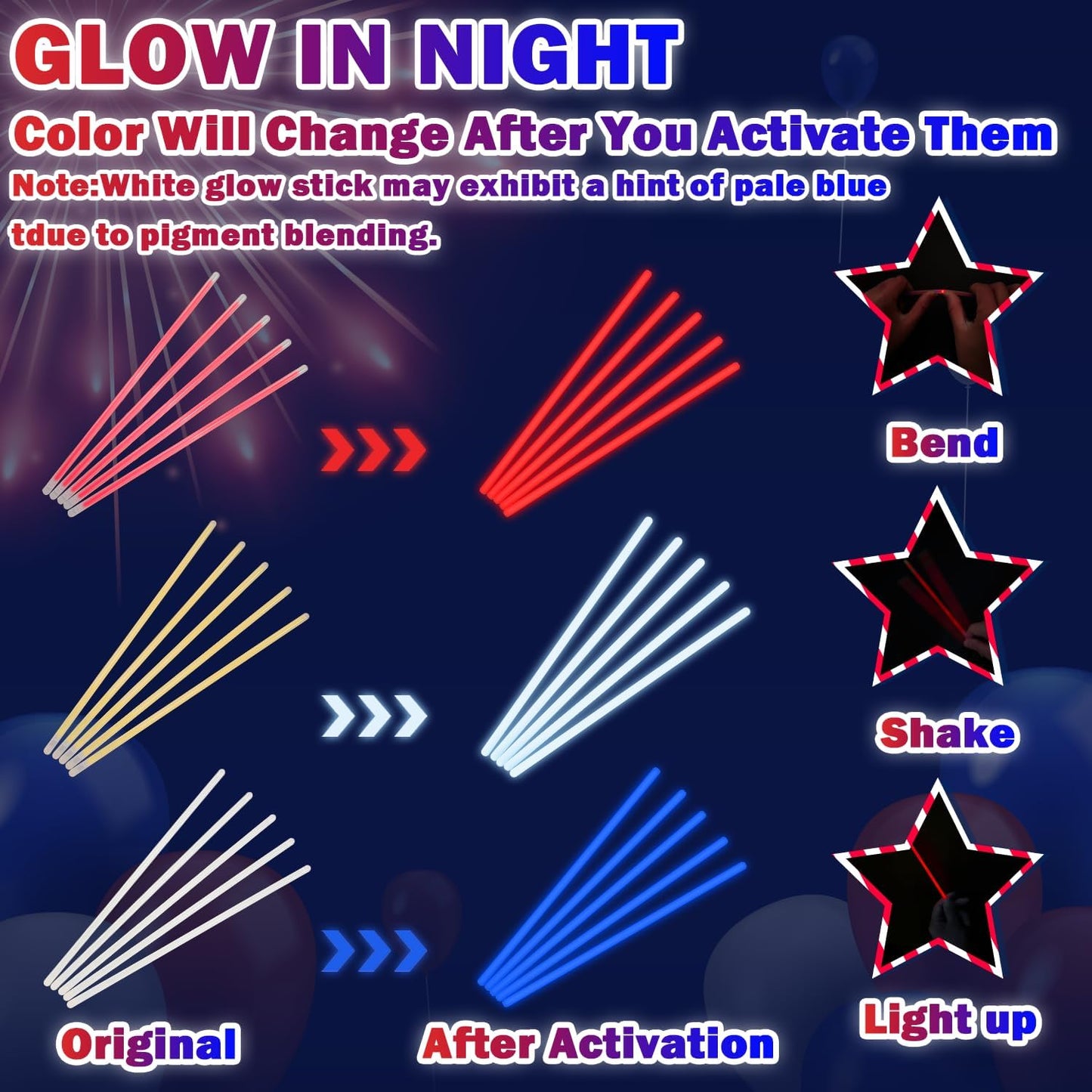 4th of July Red White Blue Glow Sticks Party Favors for Kids 90 PCS,Light Up Bracelets Necklaces for Fourth of July,Memorial Day Accessories Decorations,250th Patriotic Gift Treat Goodie Bag Stuffers