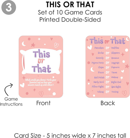 Big Dot of Happiness Pajama Slumber Party - Sleepover Activities & Games for 4 Girls, Birthday Party Group Games, Gamerific Bundle for Kids Parties - 10 Cards