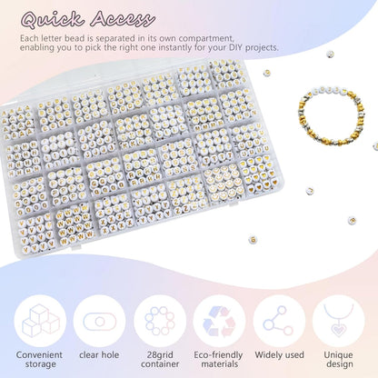 Amaney 1400pcs Glow Letter Beads, Heart Beads Whit Elastic Beading Cord,4x7mm Round Acrylic Alphabet Beads for Friend Bracelet Jewelry Making