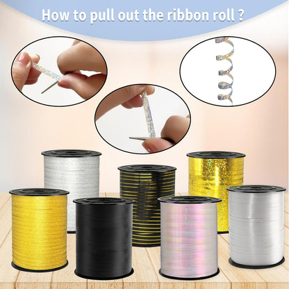Rainbow Curling Ribbon, 500 Yard Metallic Shiny Curling Ribbon, 1/5" for Presents, Balloons, Parties & Festivals