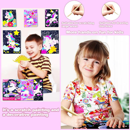 BAOXUE Scratch Art for Kids, Mermaids Black Rainbow Scratch Paper Set-Arts And Crafts & Supplies, DIY Activity & Party Games, Mermaid Toys Gifts for Toddlers, Girls