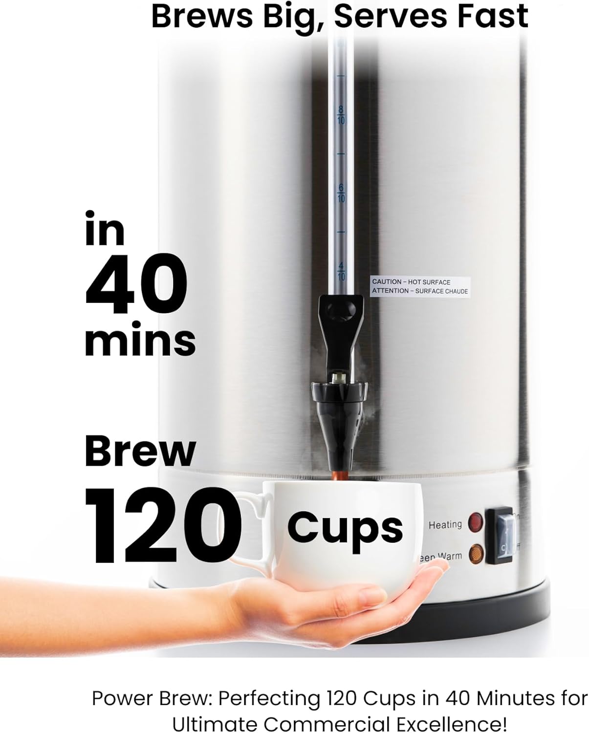 SYBO 6L Commercial Coffee Maker, Stainless Steel Coffee Urn With Cool-Touch Handles, Electric Coffee Pot Hot Beverage Dispenser, Quick-Brewing Coffee Urn, For Events,Party & Catering - 45 Cup