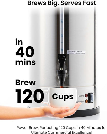 SYBO 6L Commercial Coffee Maker, Stainless Steel Coffee Urn With Cool-Touch Handles, Electric Coffee Pot Hot Beverage Dispenser, Quick-Brewing Coffee Urn, For Events,Party & Catering - 45 Cup