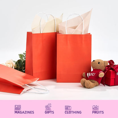 32 Pack Paper Gift Bags with Handles, 5.8"×3.2"×8.25" Party Favor Bags, Gift Bags, Small Gift Bags with Handles, Party Bags, Small Goodie Bags Bulk for Birthday, Crafts, Wedding, Party Supplies (8 Colors)
