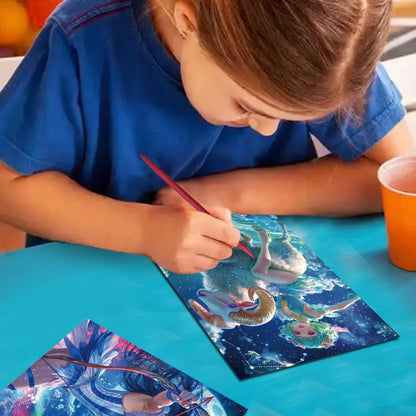 Georgie Porgy Scratch Paper Art Set for Kids Adults Magic Rainbow Scratchboards for DIY Arts and Crafts Kits Christmas Birthday Gift with Scratching Tools Kit (A4-Noctilucent Whale + Sea World)