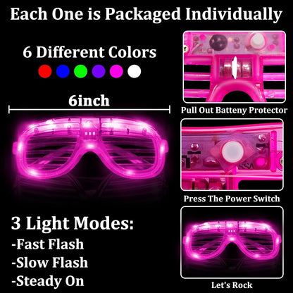 Camlinbo 148 PCS Glow in the Dark Party Supplies- 24 Pcs 12" Foam Glow Sticks, 24 Pcs LED Glasses, 100Pcs Glow Sticks Necklaces Bracelets Light Up Party Favors Pool Wedding Concert Easter Basket