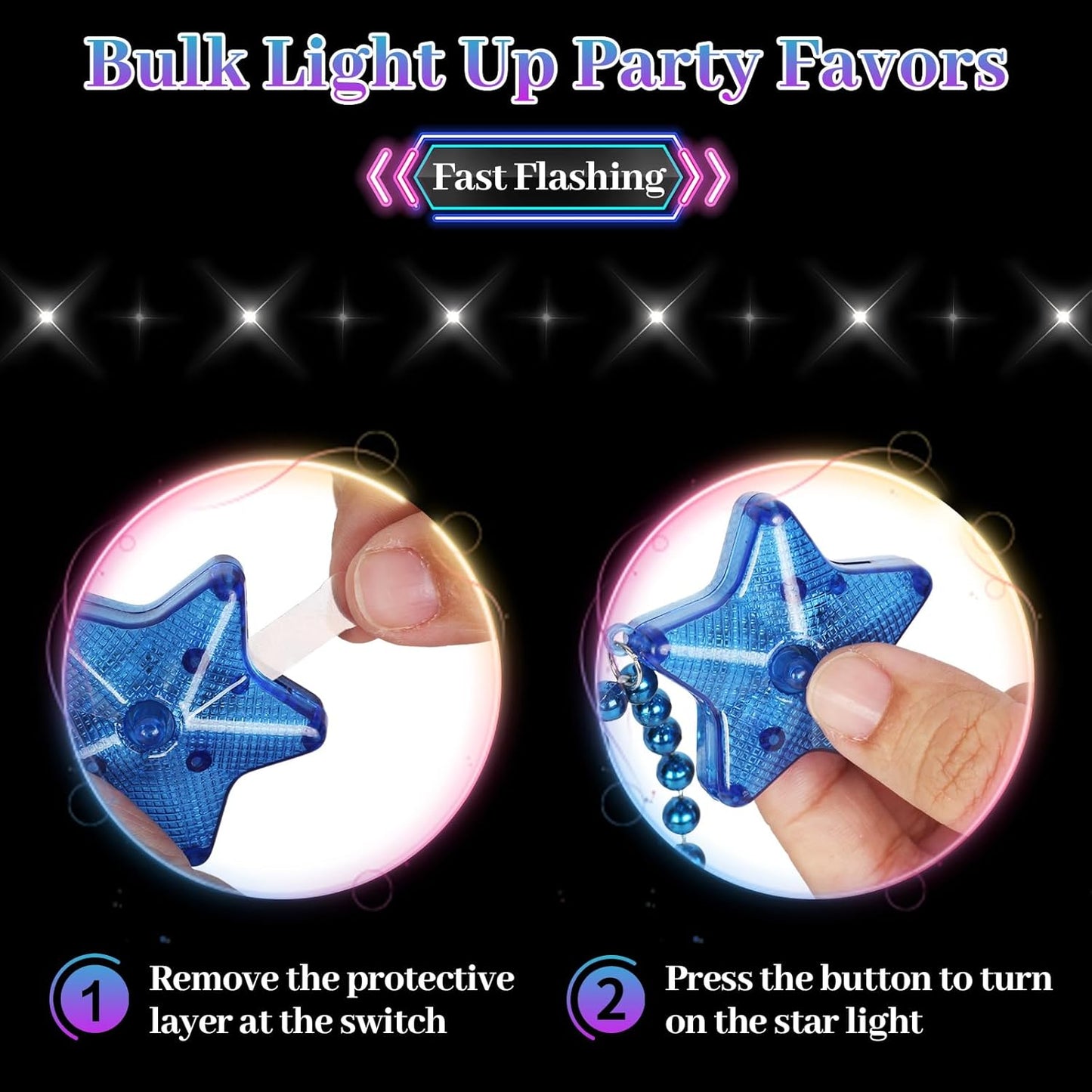 16 Pack Light Up Necklaces Flashing Star Bead Necklaces Glow In The Dark Party Supplies for Weddings Birthday Valentines Mardi Gras July 4th Halloween Christmas