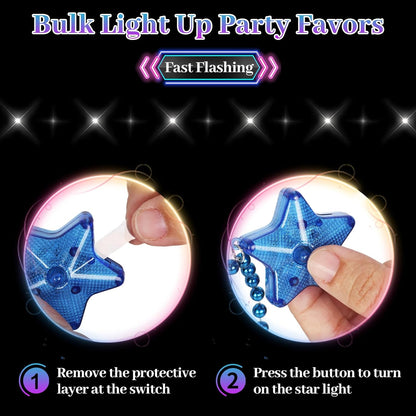 8 Pcs Light Up Necklaces Flashing Star Bead Necklaces Glow In The Dark Party Supplies for Weddings Birthday Valentines Mardi Gras July 4th Halloween Christmas