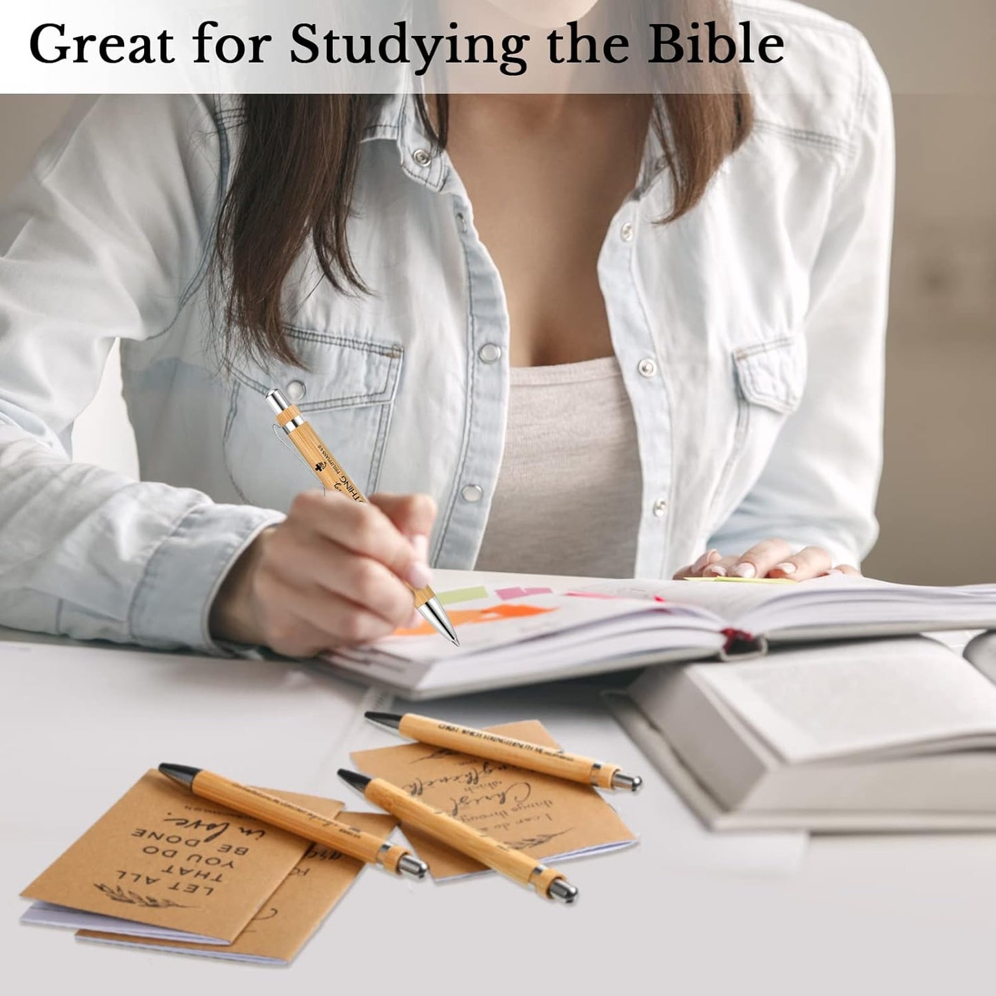 Fuutreo 40 Pcs Father's Day Christian Gift Bible Verse Prayer Journals Bible Pens Inspirational Religious Notebook Mini Scripture Pocket Notepad for Church Pastor Men Women Sunday School Graduation