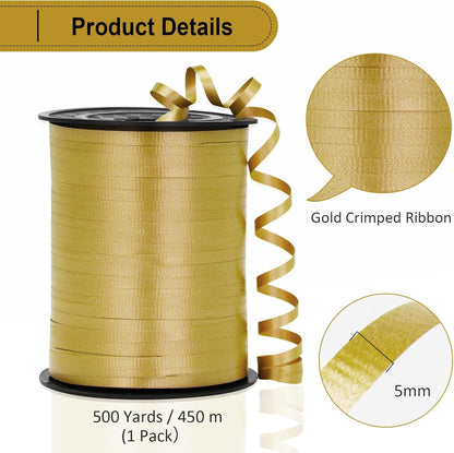 Black Ribbon - 500 Yard Crimped Curly Ribbon for Gift Wrapping, Balloons, Graduations, Halloween, Birthday Parties