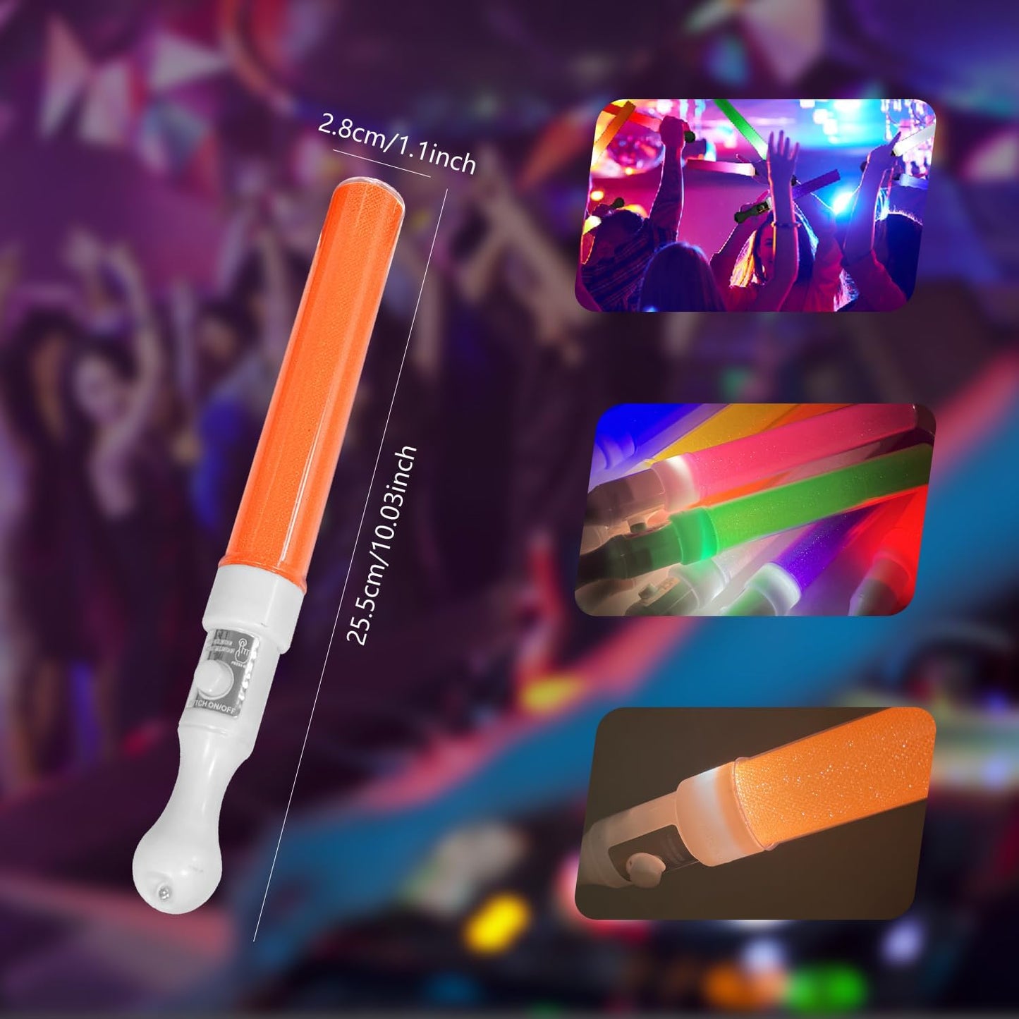 M.best 24Pcs Glow Sticks Party Packs, Glow in The Dark Party Supplies, LED Light Up Wands Sticks Party Favors for Wedding, Raves, Concert, Camping, New Year, Carnival, Halloween