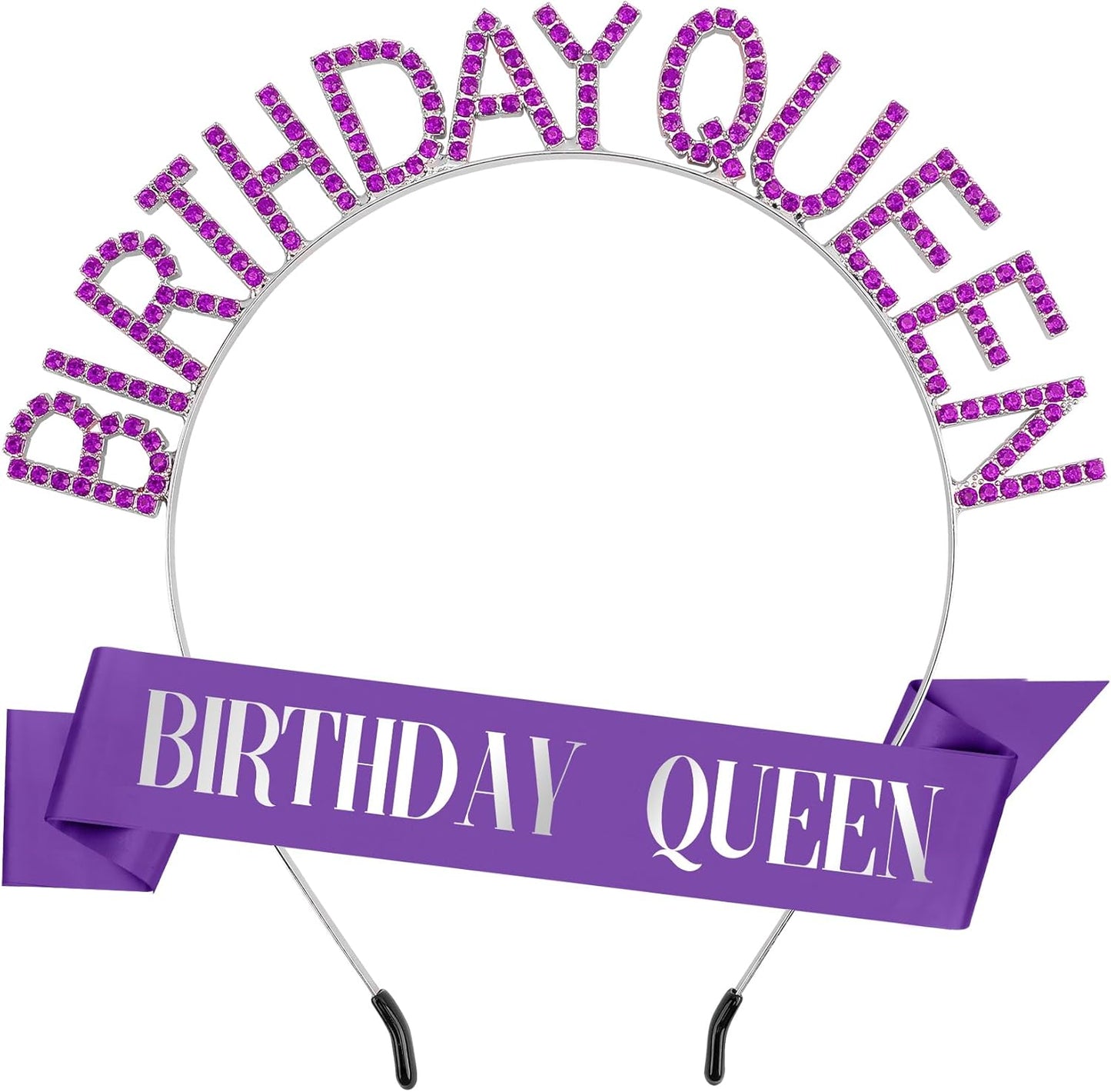 Birthday Sash & Crown for Women - Tiara Headband, Girls' Decorations Accessories