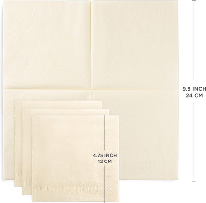 Black Beverage Napkins (300 Count) 2-Ply Disposable Cocktail Napkins for Bar, Weddings, Parties, Events, Premium Quality and EU Made