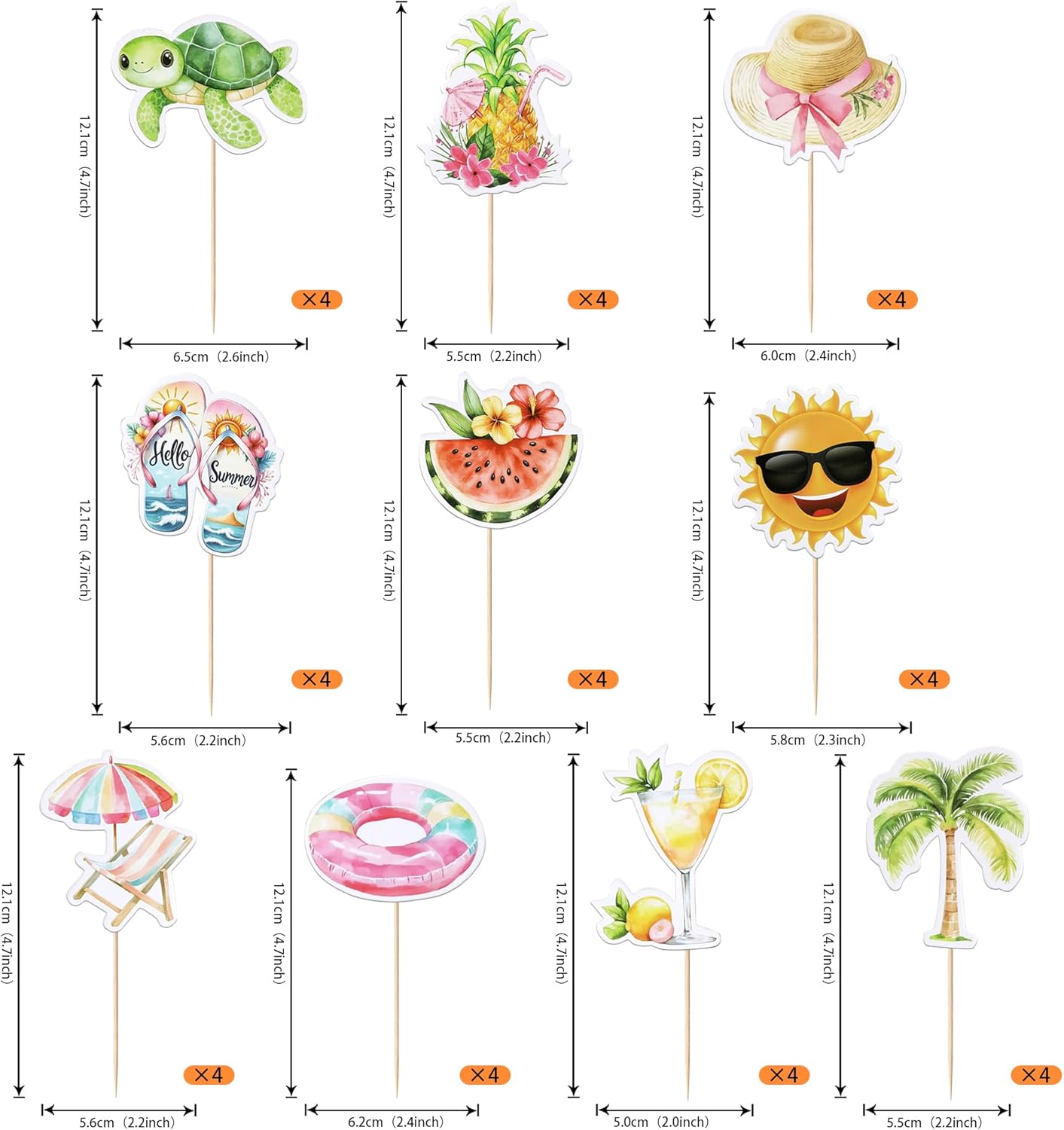 28 PCS Tropical Cupcake Toppers Glitter Leaf Pineapple Flower Palm Tree Flamingo Cupcake Picks Aloha Cake Decorations for Summer Hawaiian Luau Theme Baby Shower Birthday Wedding Party Supplies