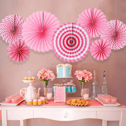 LRCXL 12PCS Party Hanging Paper Fans Set, Fiesta Round Pattern Paper Garlands Decoration Party Supplies for New Year Baby Shower Birthday Wedding Graduation Events Accessories(Yellow)