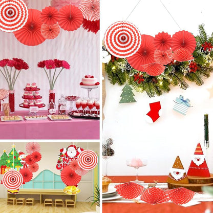 Hocansen 6PCS Paper Fan Garland Paper Fans Party Decorations 8/12/16in Hanging Papers Fans Set Round Papers Fans Pattern Garland for Birthday, Wedding (ZS/Pink)